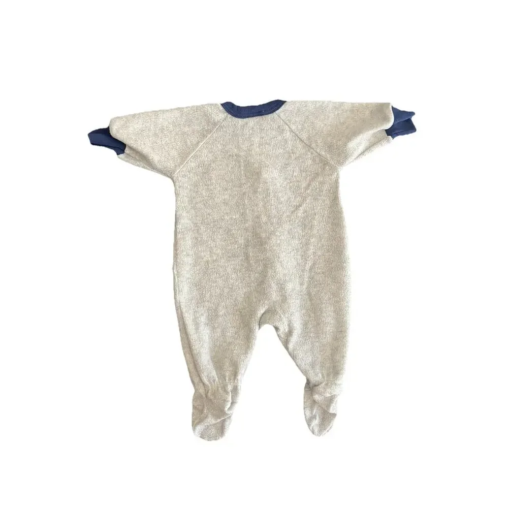 Vntg Carter’s 0-6 Month Baby Footed Fleece Sleeper Dinosaur Football Embroidered